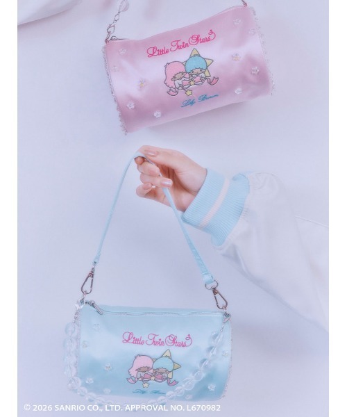 LILY BROWN（リリーブラウン）の「【リトルツインスターズ（キキ＆ララ）】[L.B CANDY STOCK]2wayサテンミニバッグ（ハンドバッグ・レディース・ライトブルー/ピンク/ホワイト・F）」の4枚目の写真