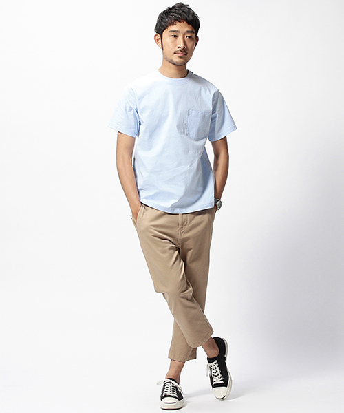 BEAMS（ビームス）の「BEAMS / ウーブンポケットTシャツ（Tシャツ/カットソー・メンズ・ホワイト/ネイビー/サックスブルー・SMALL/MEDIUM/LARGE/X-LARGE）」の4枚目の写真