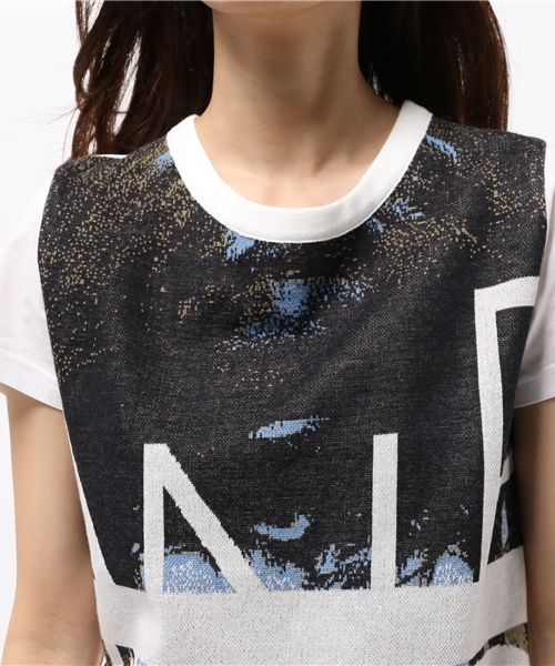 WRAPINKNOT(ラッピンノット)の「ニット アート Tシャツ(Tシャツ/カットソー・レディース・ダークブルー/スカイブルー・0)」の6枚目の写真