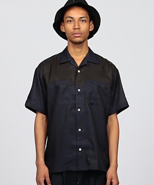 EN ROUTE（アンルート）の「ENR コットン/キュプラ コンビショートスリーブシャツ（シャツ/ブラウス・メンズ・オリーブ/ネイビー・1/2/3）」の13枚目の写真