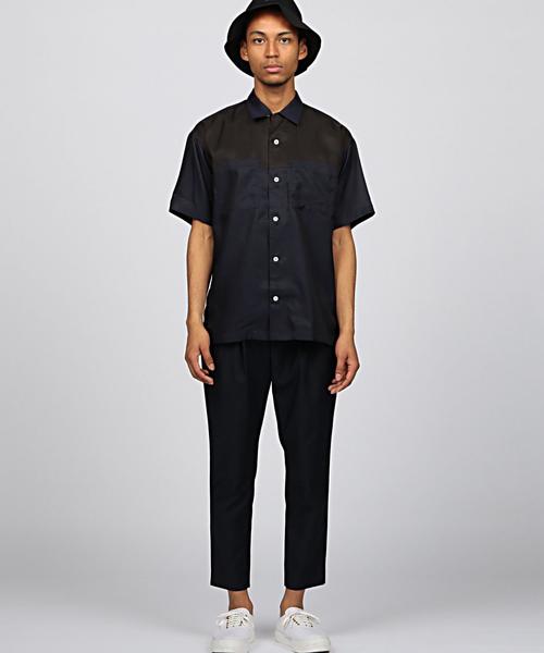 EN ROUTE（アンルート）の「ENR コットン/キュプラ コンビショートスリーブシャツ（シャツ/ブラウス・メンズ・オリーブ/ネイビー・1/2/3）」の8枚目の写真