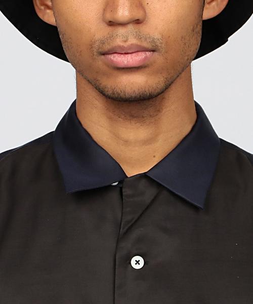 EN ROUTE（アンルート）の「ENR コットン/キュプラ コンビショートスリーブシャツ（シャツ/ブラウス・メンズ・オリーブ/ネイビー・1/2/3）」の9枚目の写真