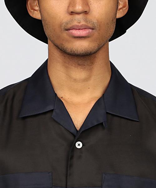 EN ROUTE（アンルート）の「ENR コットン/キュプラ コンビショートスリーブシャツ（シャツ/ブラウス・メンズ・オリーブ/ネイビー・1/2/3）」の10枚目の写真