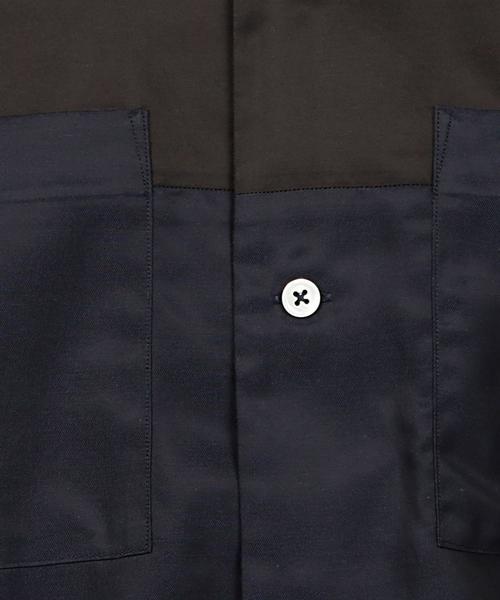 EN ROUTE（アンルート）の「ENR コットン/キュプラ コンビショートスリーブシャツ（シャツ/ブラウス・メンズ・オリーブ/ネイビー・1/2/3）」の3枚目の写真