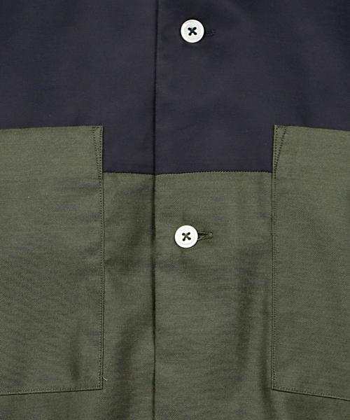 EN ROUTE（アンルート）の「ENR コットン/キュプラ コンビショートスリーブシャツ（シャツ/ブラウス・メンズ・オリーブ/ネイビー・1/2/3）」の5枚目の写真