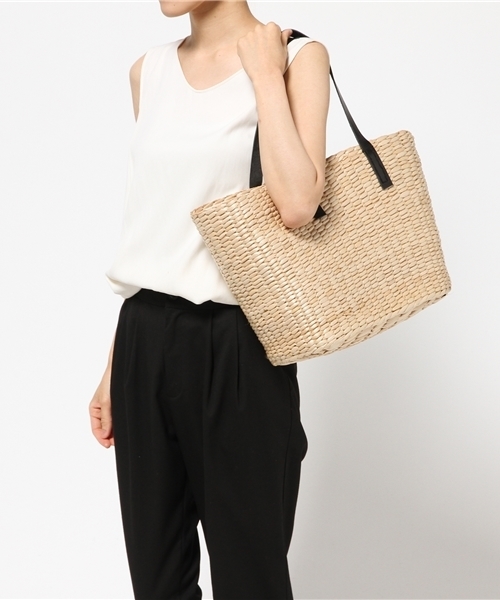 SHIPS for women（シップスフォーウィメン）の「かごトート（M）（かごバッグ・レディース・ブラック/ベージュ・ONE SIZE）」の9枚目の写真