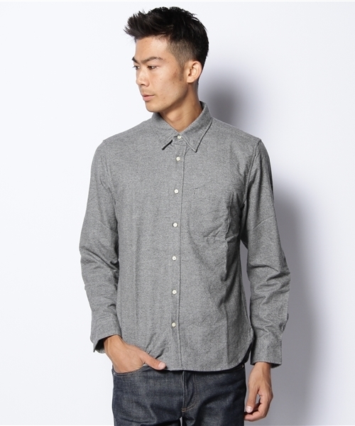 CIAOPANIC(チャオパニック)の「起毛オックスB/DシャツL/S(シャツ/ブラウス・メンズ・グレー/ネイビー/パープル/マスタード/サックスブルー/エンジ/グリーン・MEDIUM/LARGE)」の2枚目の写真