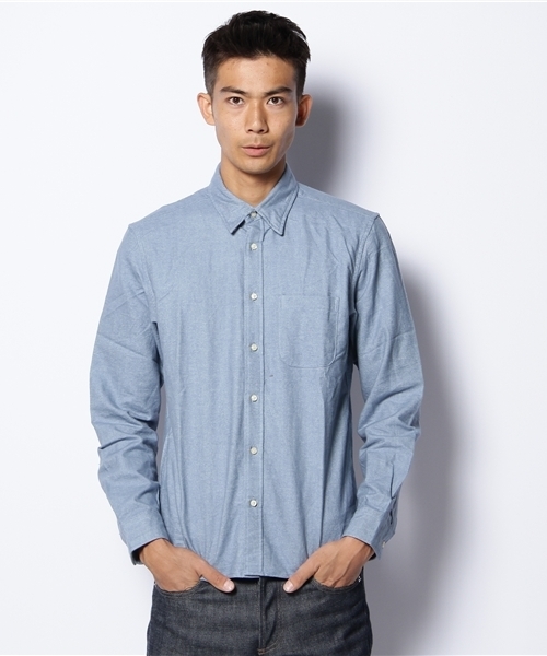 CIAOPANIC(チャオパニック)の「起毛オックスB/DシャツL/S(シャツ/ブラウス・メンズ・グレー/ネイビー/パープル/マスタード/サックスブルー/エンジ/グリーン・MEDIUM/LARGE)」の5枚目の写真