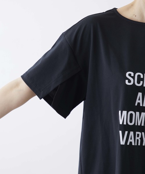 STUDIOUS SELECT（ステュディオスセレクト）の「【CLOCHE】袖スプリットメッセージTシャツ　71285674（Tシャツ/カットソー・レディース・ブラック/ホワイト/ブルー/ボルドー・FREE/2）」の9枚目の写真
