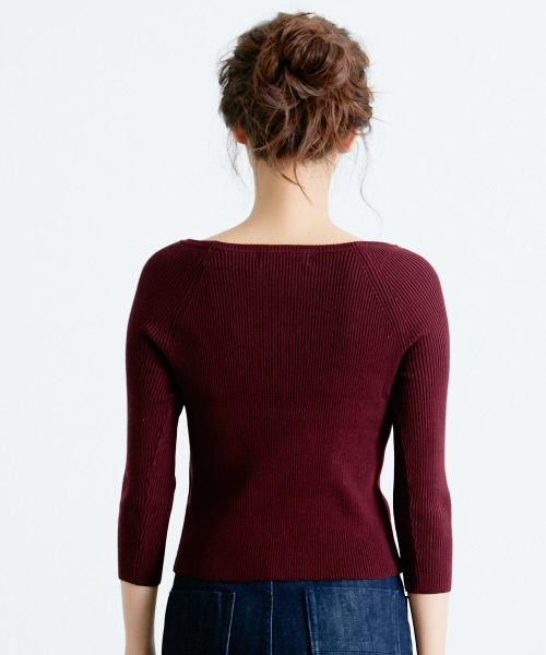 Rouge vif（ルージュヴィフ）の「ツヤリブオフショルニット（ニット/セーター・レディース・チョコ/ピンクベージュ/グレイッシュブルー・FREE）」の9枚目の写真