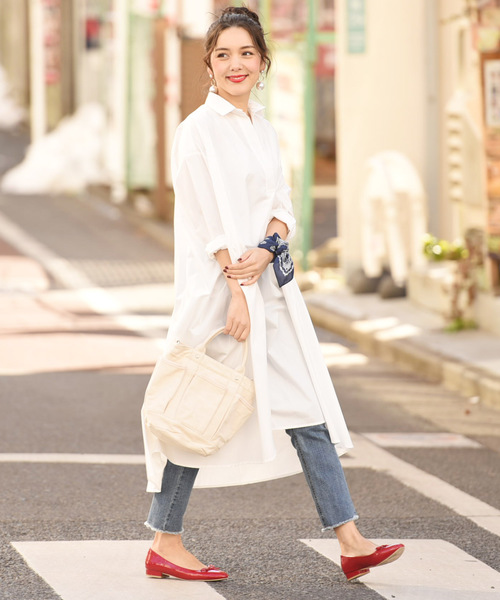 coca（coca）（コカ）の「【新色登場】オーバーフレアスキッパーシャツワンピース（シャツワンピース・レディース・ベージュ/ネイビー/ホワイト/ブラック・ONE SIZE）」の5枚目の写真