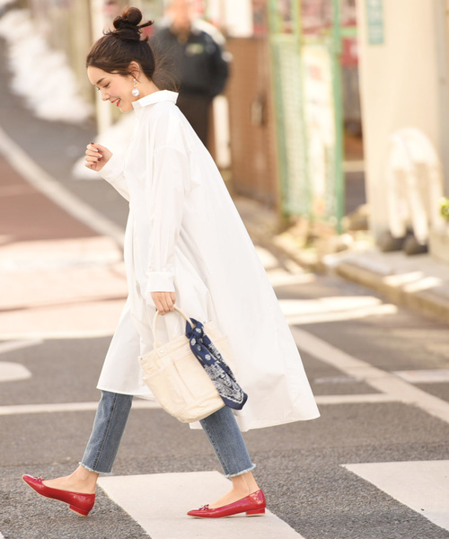 coca（coca）（コカ）の「【新色登場】オーバーフレアスキッパーシャツワンピース（シャツワンピース・レディース・ベージュ/ネイビー/ホワイト/ブラック・ONE SIZE）」の7枚目の写真