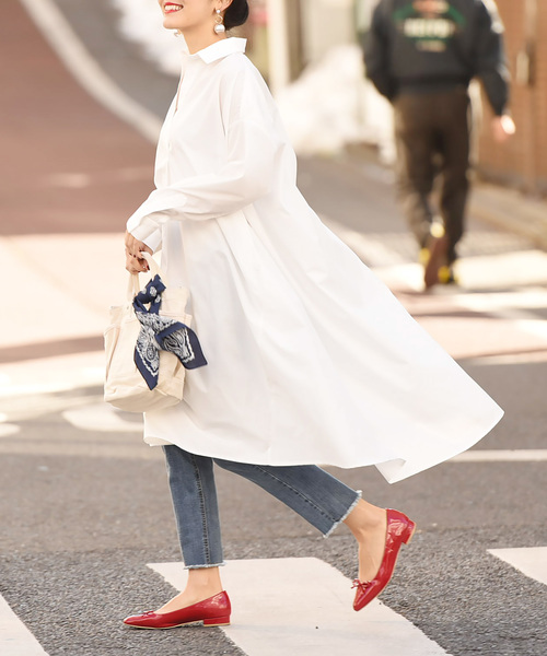 coca（coca）（コカ）の「【新色登場】オーバーフレアスキッパーシャツワンピース（シャツワンピース・レディース・ベージュ/ネイビー/ホワイト/ブラック・ONE SIZE）」の9枚目の写真