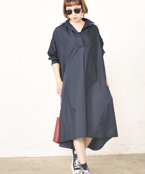 coca（coca）（コカ）の「【新色登場】オーバーフレアスキッパーシャツワンピース（シャツワンピース・レディース・ベージュ/ネイビー/ホワイト/ブラック・ONE SIZE）」の11枚目の写真