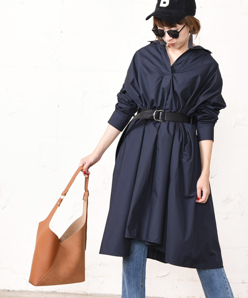 coca（coca）（コカ）の「【新色登場】オーバーフレアスキッパーシャツワンピース（シャツワンピース・レディース・ベージュ/ネイビー/ホワイト/ブラック・ONE SIZE）」の13枚目の写真