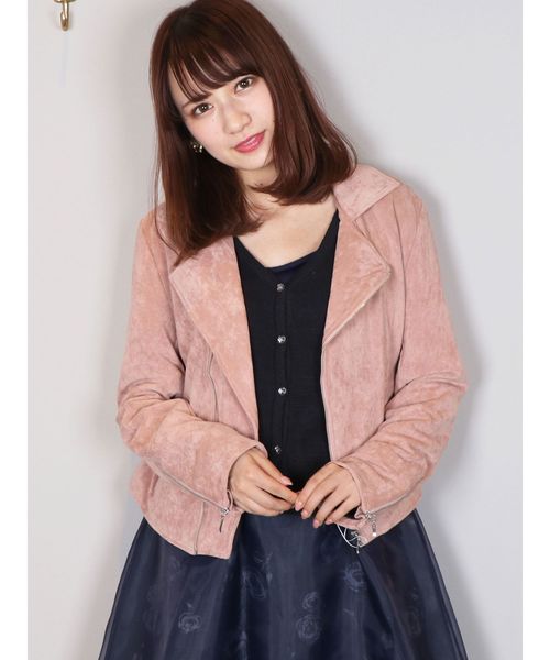 dazzlin(ダズリン)の「フェイクスエードカラーライダース(ライダースジャケット・レディース・ベージュ/ピンク/ブルー・SMALL/MEDIUM)」の3枚目の写真