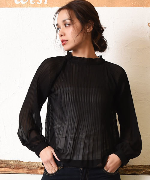 Luz Llena（ラズレナ）の「シフォンプリーツブラウス（シャツ/ブラウス・レディース・ホワイト/ブラック・MEDIUM）」の2枚目の写真