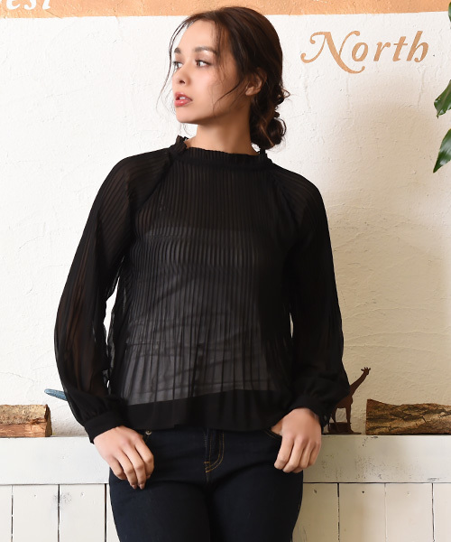 Luz Llena（ラズレナ）の「シフォンプリーツブラウス（シャツ/ブラウス・レディース・ホワイト/ブラック・MEDIUM）」の12枚目の写真