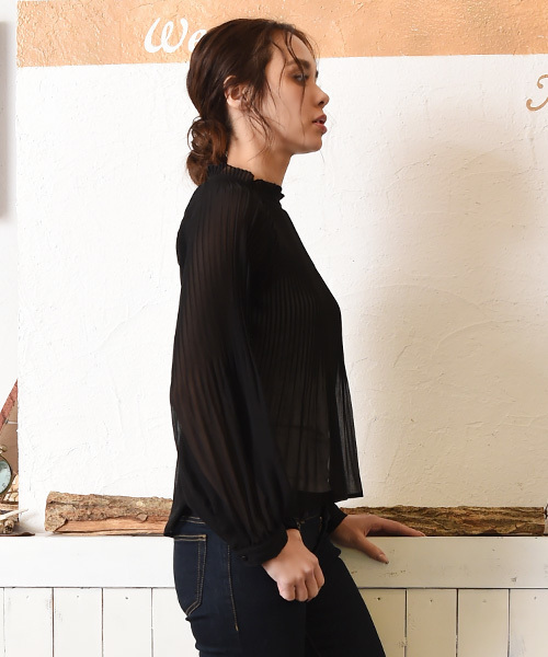 Luz Llena（ラズレナ）の「シフォンプリーツブラウス（シャツ/ブラウス・レディース・ホワイト/ブラック・MEDIUM）」の3枚目の写真