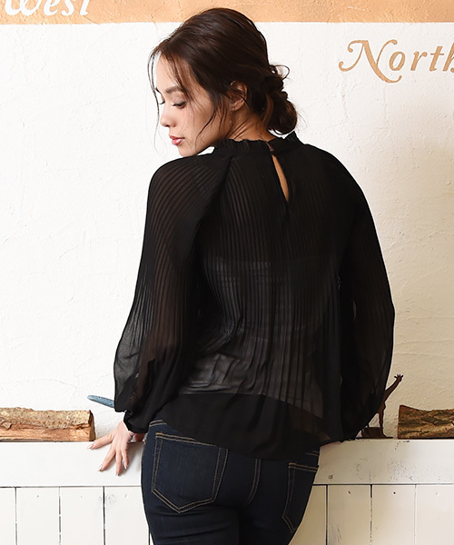 Luz Llena（ラズレナ）の「シフォンプリーツブラウス（シャツ/ブラウス・レディース・ホワイト/ブラック・MEDIUM）」の5枚目の写真