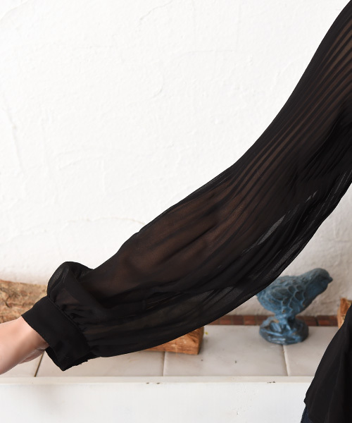 Luz Llena（ラズレナ）の「シフォンプリーツブラウス（シャツ/ブラウス・レディース・ホワイト/ブラック・MEDIUM）」の7枚目の写真