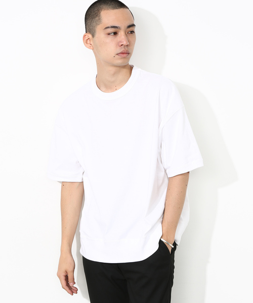 ADAM ET ROPE'（アダムエロペ）の「度詰めスウエット半袖Tシャツ（Tシャツ/カットソー・メンズ・ネイビー/ピンク/ホワイト/カーキ/ブラック・L/M）」の2枚目の写真