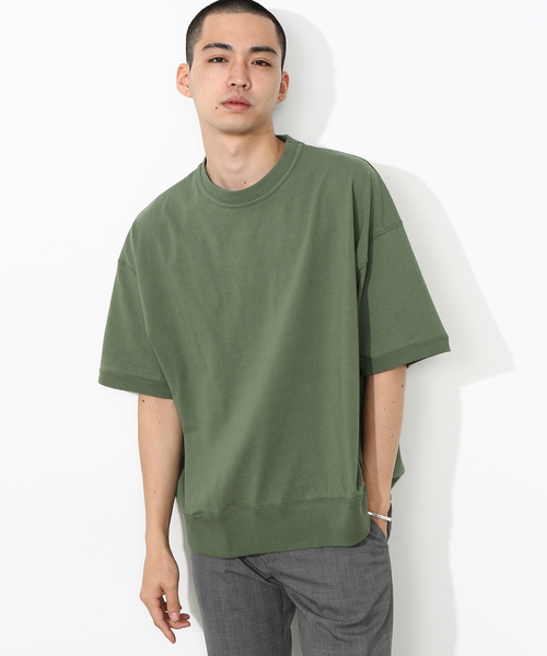 ADAM ET ROPE'（アダムエロペ）の「度詰めスウエット半袖Tシャツ（Tシャツ/カットソー・メンズ・ネイビー/ピンク/ホワイト/カーキ/ブラック・L/M）」の4枚目の写真