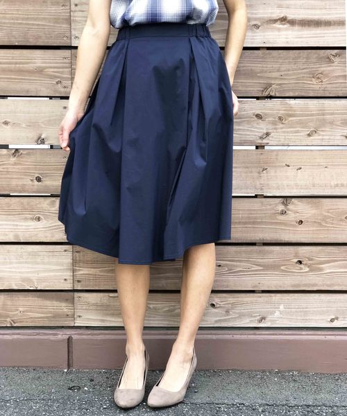 PICCIN(ピッチン)の「タック&ギャザーラウンドカットヴィヴィッドカラースカート(スカート・レディース・ネイビー/ピンク/マスタード・MEDIUM)」の2枚目の写真