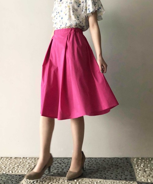 PICCIN(ピッチン)の「タック&ギャザーラウンドカットヴィヴィッドカラースカート(スカート・レディース・ネイビー/ピンク/マスタード・MEDIUM)」の1枚目の写真