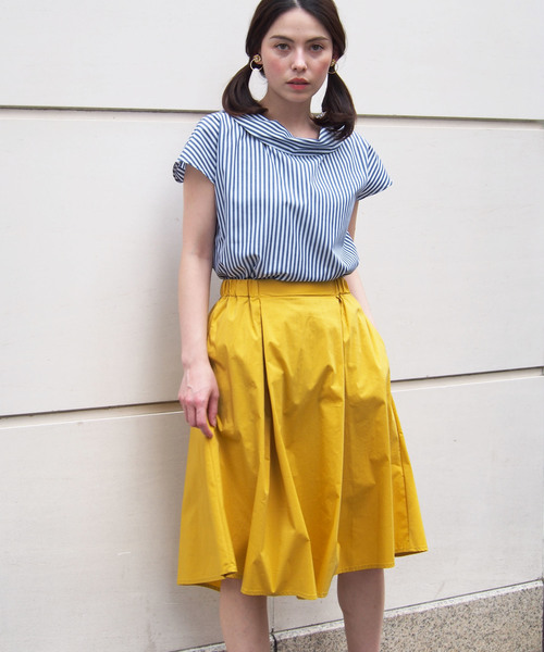 PICCIN(ピッチン)の「タック&ギャザーラウンドカットヴィヴィッドカラースカート(スカート・レディース・ネイビー/ピンク/マスタード・MEDIUM)」の3枚目の写真