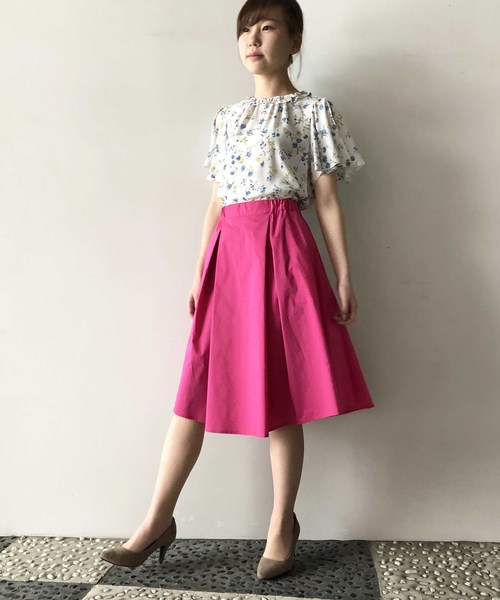 PICCIN(ピッチン)の「タック&ギャザーラウンドカットヴィヴィッドカラースカート(スカート・レディース・ネイビー/ピンク/マスタード・MEDIUM)」の4枚目の写真