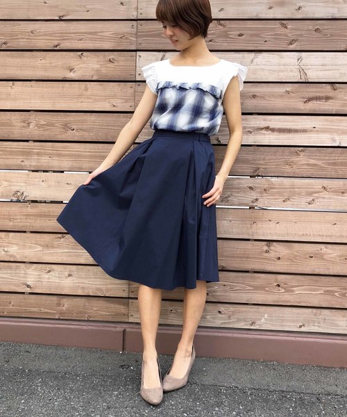 PICCIN(ピッチン)の「タック&ギャザーラウンドカットヴィヴィッドカラースカート(スカート・レディース・ネイビー/ピンク/マスタード・MEDIUM)」の7枚目の写真