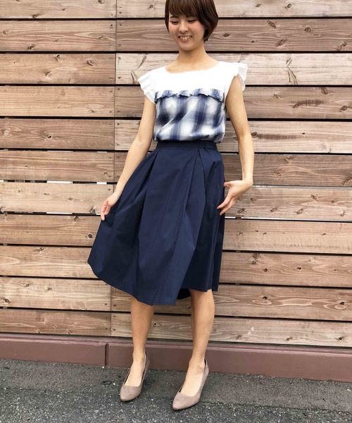 PICCIN(ピッチン)の「タック&ギャザーラウンドカットヴィヴィッドカラースカート(スカート・レディース・ネイビー/ピンク/マスタード・MEDIUM)」の8枚目の写真