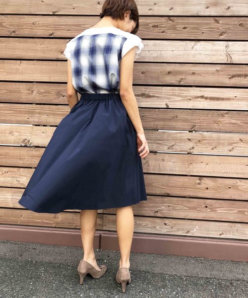 PICCIN(ピッチン)の「タック&ギャザーラウンドカットヴィヴィッドカラースカート(スカート・レディース・ネイビー/ピンク/マスタード・MEDIUM)」の9枚目の写真