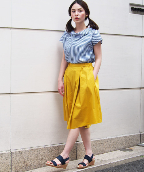 PICCIN(ピッチン)の「タック&ギャザーラウンドカットヴィヴィッドカラースカート(スカート・レディース・ネイビー/ピンク/マスタード・MEDIUM)」の12枚目の写真