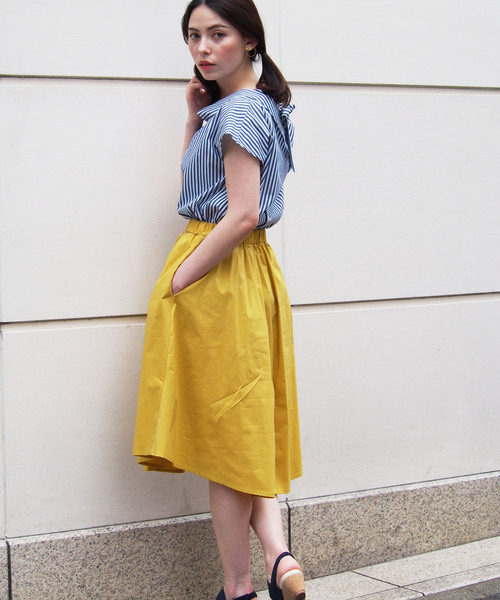 PICCIN(ピッチン)の「タック&ギャザーラウンドカットヴィヴィッドカラースカート(スカート・レディース・ネイビー/ピンク/マスタード・MEDIUM)」の13枚目の写真