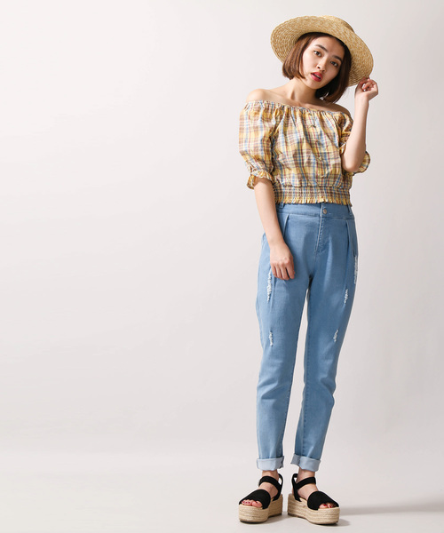 WEGO（ウィゴー）の「WEGO/チェックオフショルブラウス（シャツ/ブラウス・レディース・イエロー系その他3/ブラック系その他2/ブラウン系その他2・FREE）」の12枚目の写真