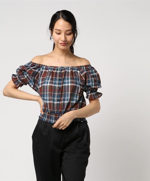 WEGO（ウィゴー）の「WEGO/チェックオフショルブラウス（シャツ/ブラウス・レディース・イエロー系その他3/ブラック系その他2/ブラウン系その他2・FREE）」の9枚目の写真