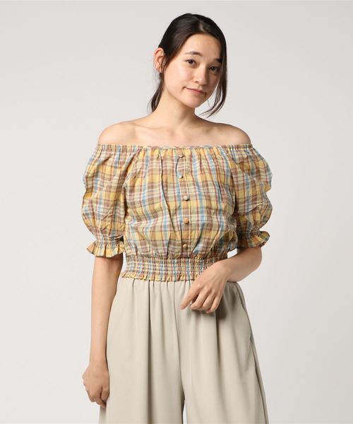 WEGO（ウィゴー）の「WEGO/チェックオフショルブラウス（シャツ/ブラウス・レディース・イエロー系その他3/ブラック系その他2/ブラウン系その他2・FREE）」の8枚目の写真