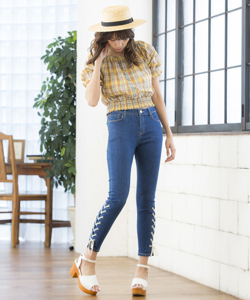 WEGO（ウィゴー）の「WEGO/チェックオフショルブラウス（シャツ/ブラウス・レディース・イエロー系その他3/ブラック系その他2/ブラウン系その他2・FREE）」の15枚目の写真