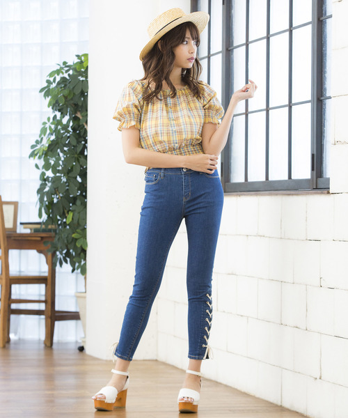 WEGO（ウィゴー）の「WEGO/チェックオフショルブラウス（シャツ/ブラウス・レディース・イエロー系その他3/ブラック系その他2/ブラウン系その他2・FREE）」の14枚目の写真