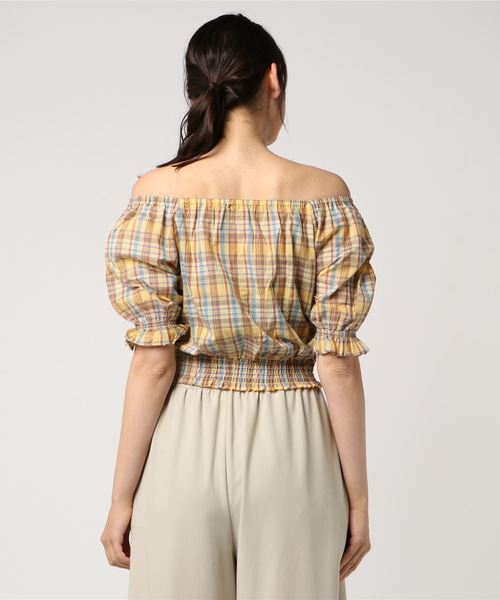 WEGO（ウィゴー）の「WEGO/チェックオフショルブラウス（シャツ/ブラウス・レディース・イエロー系その他3/ブラック系その他2/ブラウン系その他2・FREE）」の5枚目の写真