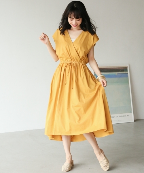 A part by（アパートバイ）の「WEB限定/CカシュクールSSワンピース 796918（ワンピース・レディース・ライトブルー/マスタード/ネイビー・FREE）」の3枚目の写真