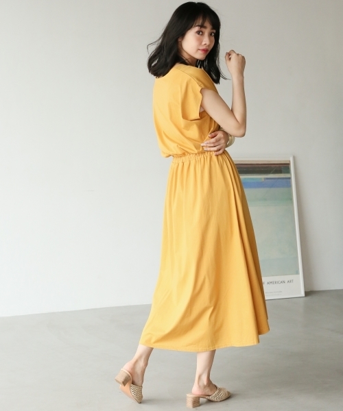 A part by（アパートバイ）の「WEB限定/CカシュクールSSワンピース 796918（ワンピース・レディース・ライトブルー/マスタード/ネイビー・FREE）」の5枚目の写真