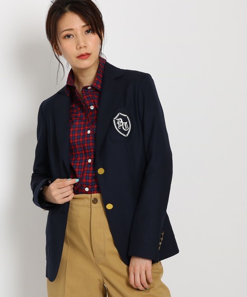 DRESSTERIOR(ドレステリア)の「エクストラファインウール エンブレム付きジャケット(テーラードジャケット)」|ネイビー