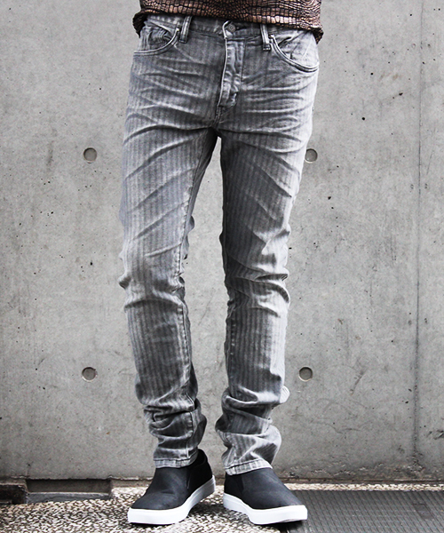 TORNADO MART(トルネードマート)の「Zero by TORNADO MART∴ミドルヘリンボーンケミカルコーティングストレート(パンツ)」|ライトグレー