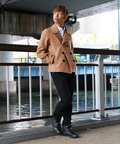 WEGO（ウィゴー）の「WEGO/メルトンPコート（ピーコート・メンズ・ブラック/ライトグレー/ダークグリーン/ネイビー/キャメル/ワイン・SMALL/MEDIUM/LARGE/X-LARGE）」の15枚目の写真