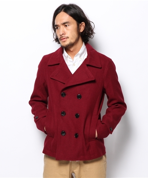 WEGO（ウィゴー）の「WEGO/メルトンPコート（ピーコート・メンズ・ブラック/ライトグレー/ダークグリーン/ネイビー/キャメル/ワイン・SMALL/MEDIUM/LARGE/X-LARGE）」の19枚目の写真