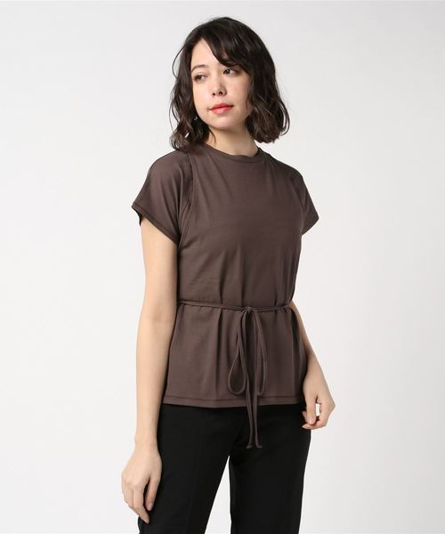 EARIH（アーリ）の「EARIH アーリ / layering T レイヤードTシャツ / CB1004（Tシャツ/カットソー・レディース・ホワイト/ブラウン/レッド/グリーン・FREE）」の3枚目の写真