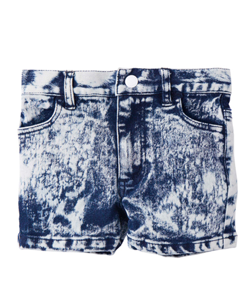 X-girl Stages（エックスガールステージス）の「EMBROIDERED  POCKET  BLEACH  HALF  JEAN (4T～7T)（デニムパンツ・キッズ・ブラック/インディゴブルー・4T/5T/6T/7T）」の3枚目の写真